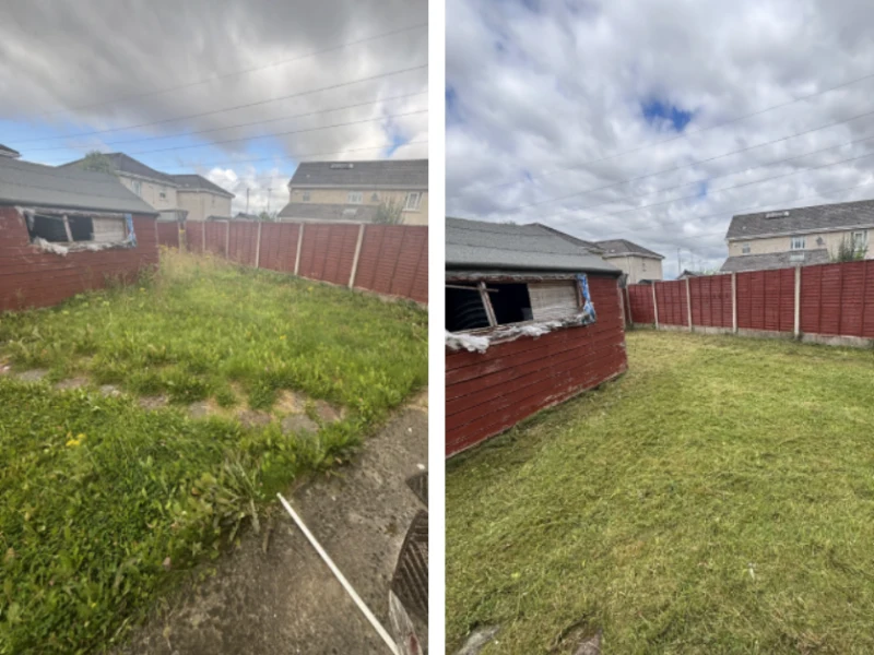 Before and after lawn mowing